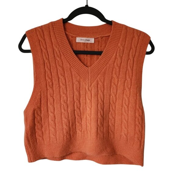 Ihrer Shape Sweater Vest Womens Size Small Orange Cable Knit Cropped - Picture 1 of 6
